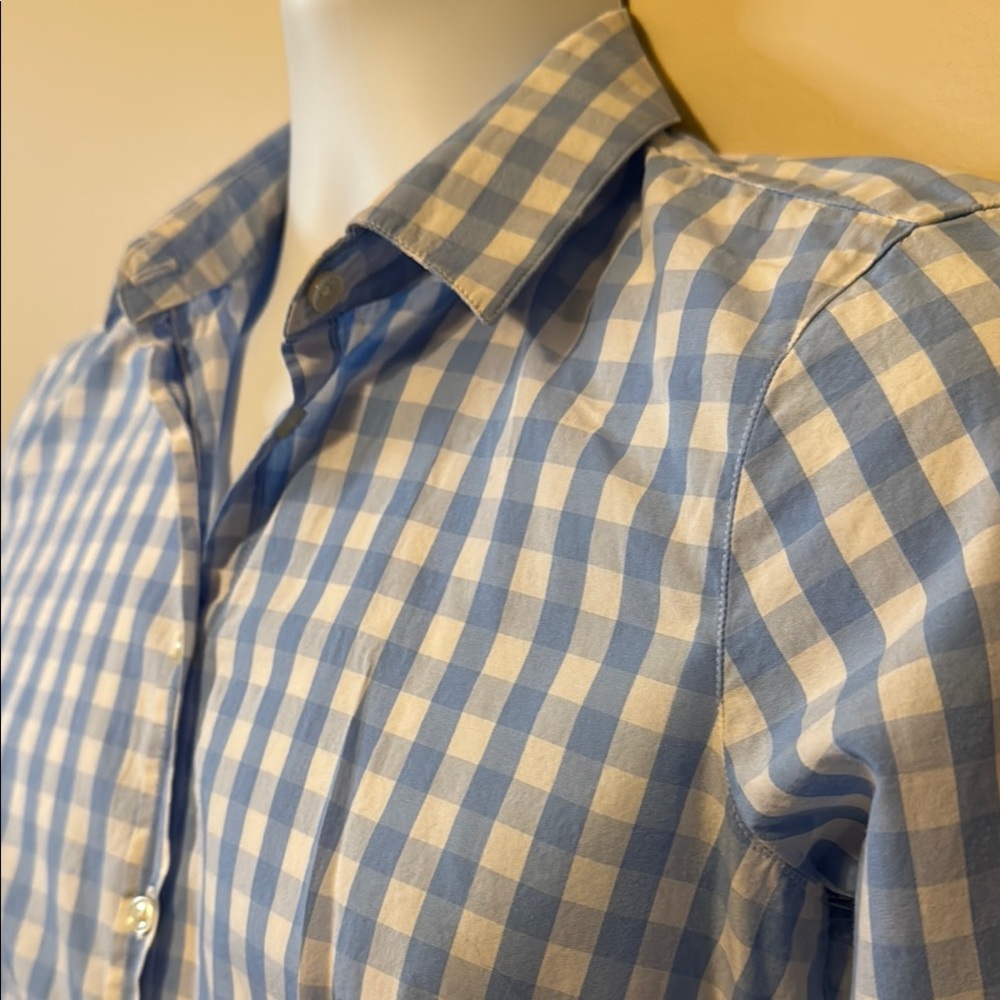 United Colors of Benetton Blue Checkered Button Down Shirt - Picture 3 of 10